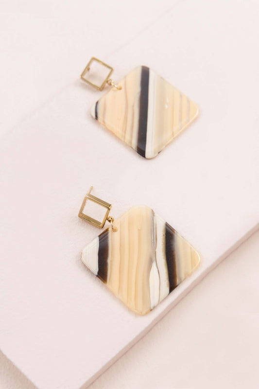 Safari Square Drop Earrings | Tan