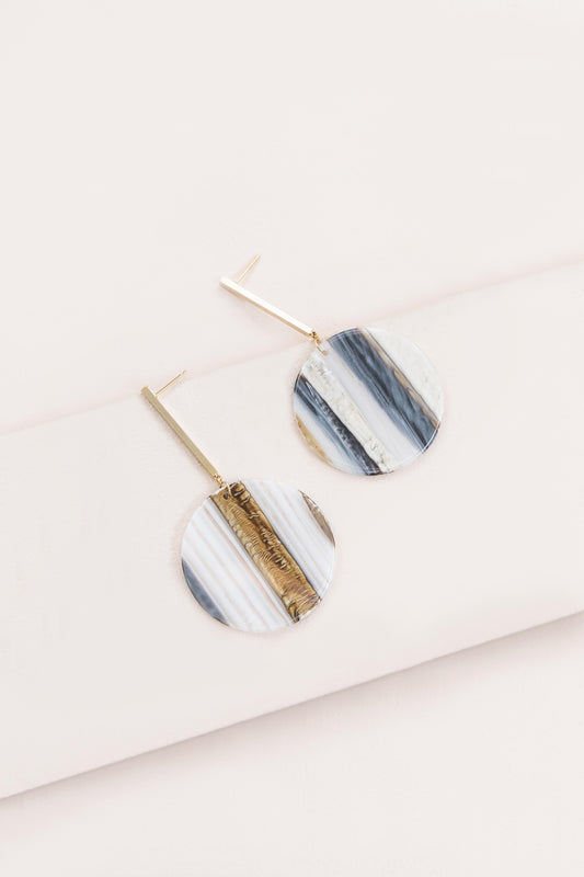 Safari Circle Drop Earrings | White