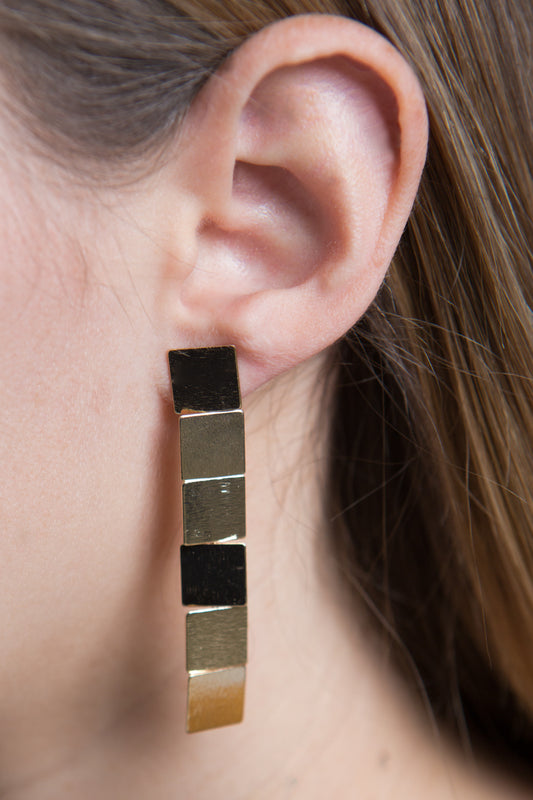 Building Block Drop Earrings | Gold