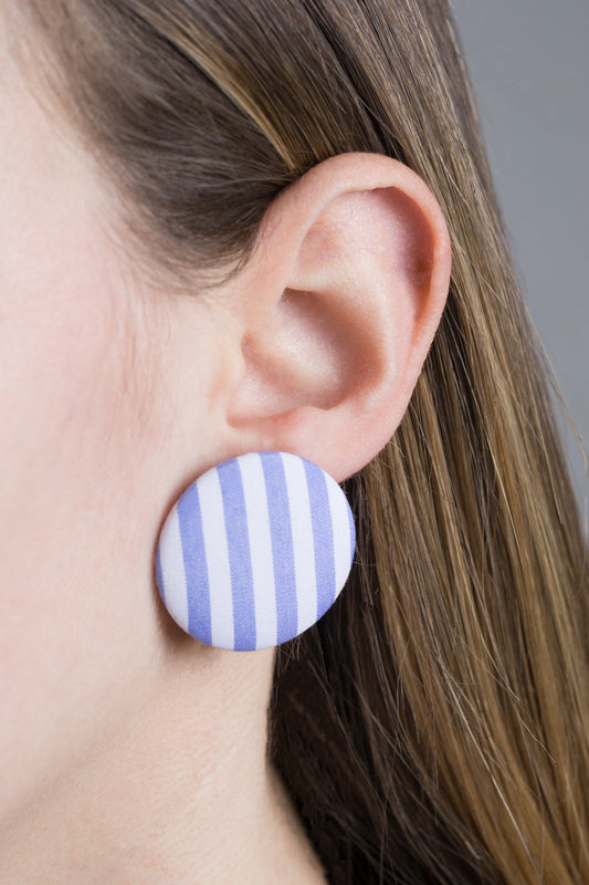 Button Stripe Earrings | Blue