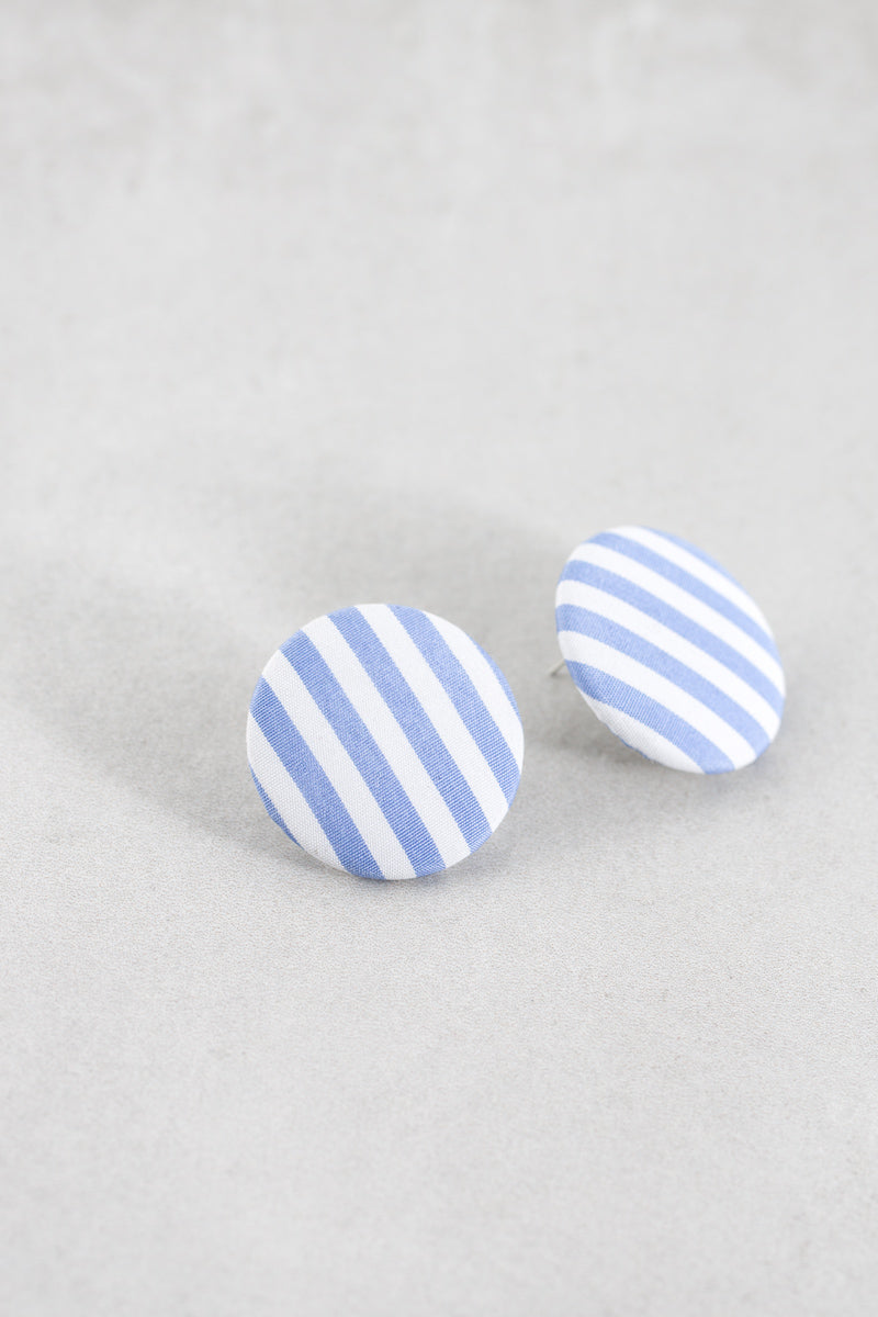 Button Stripe Earrings | Blue