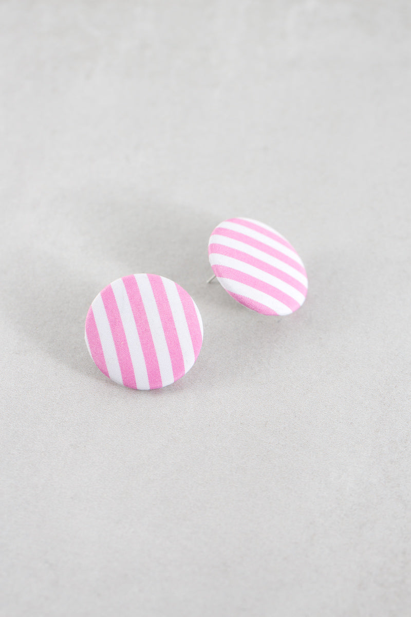 Button Stripe Earrings | Pink