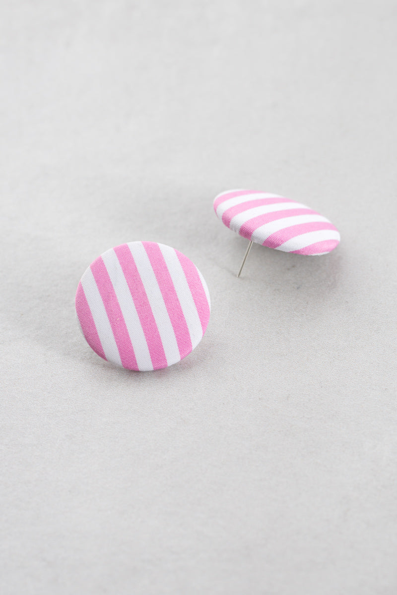 Button Stripe Earrings | Pink