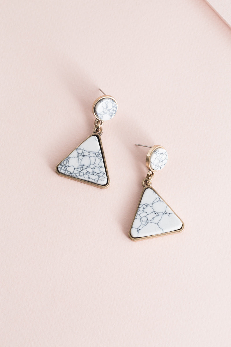 Marble Swing Earrings | White