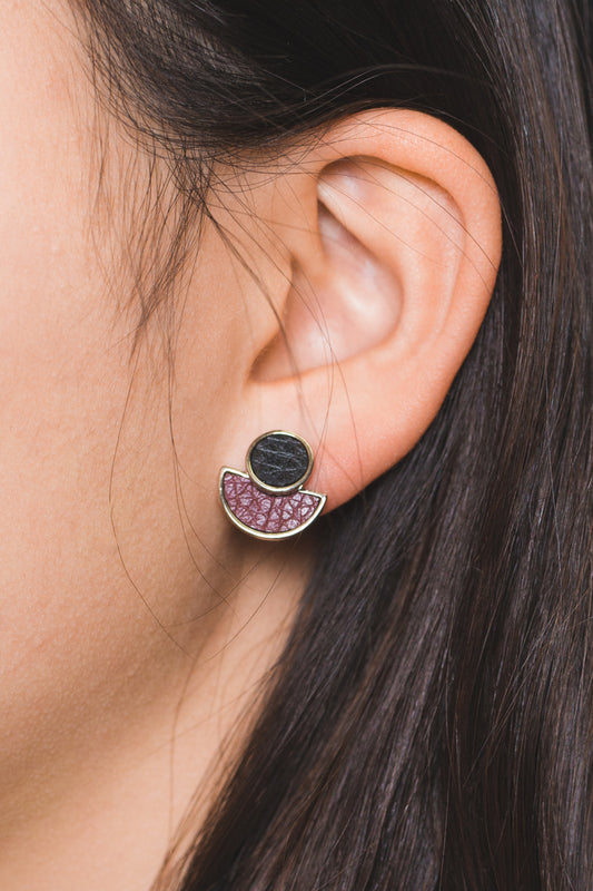 Geo Vegan Leather Earrings | Maroon
