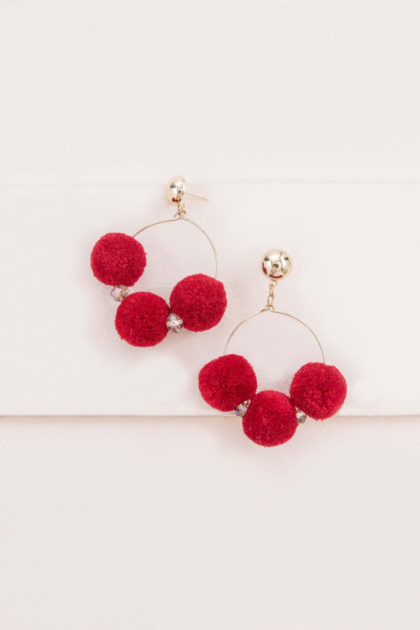 Rio Pom Earrings | Red