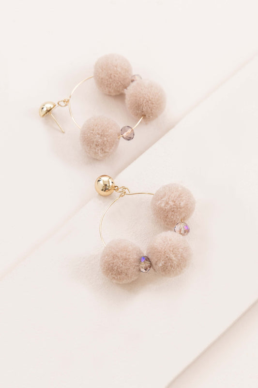 Rio Pom Earrings | Tan