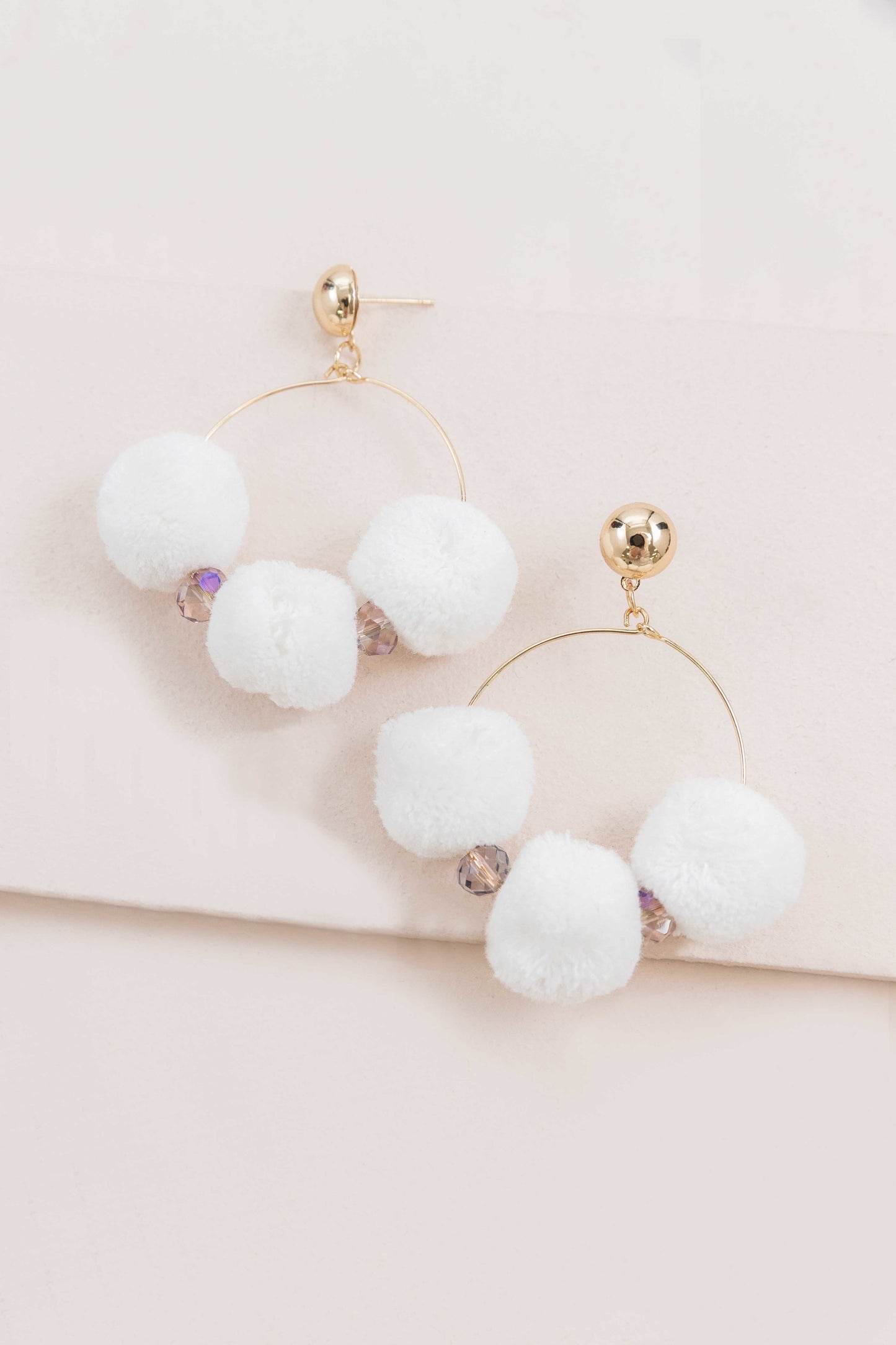 Rio Pom Earrings | White