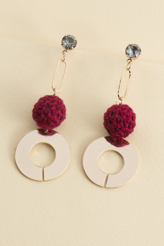 Aura Crochet Earrings | Maroon
