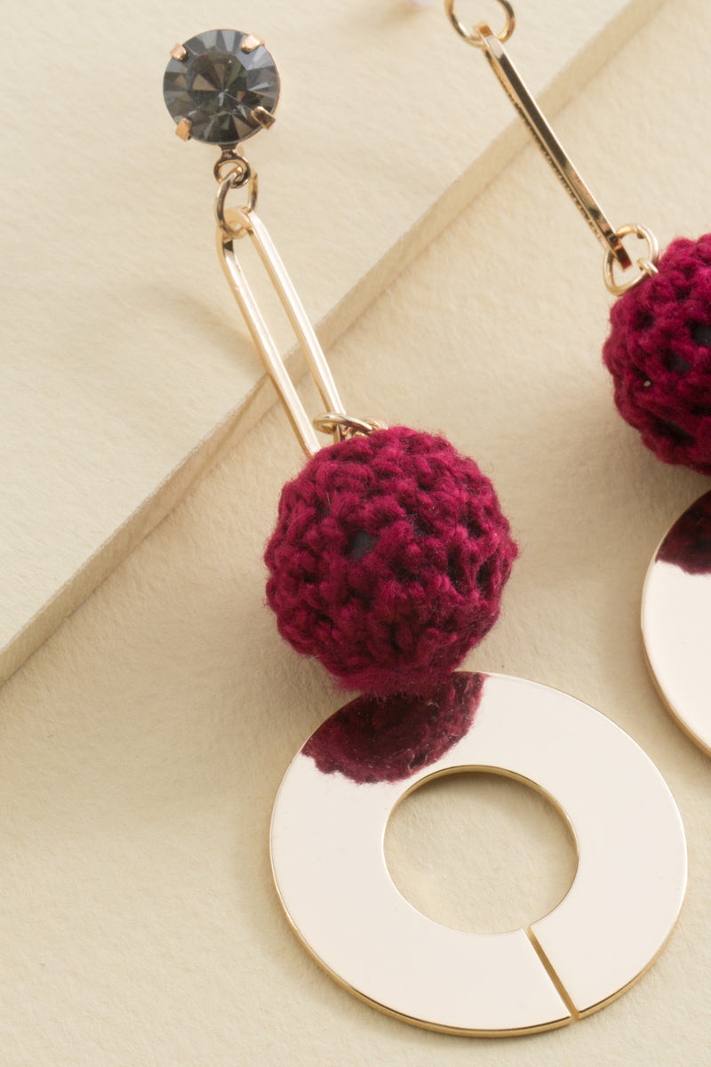 Aura Crochet Earrings | Maroon