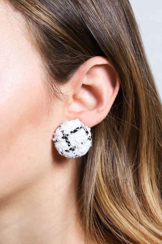Button Up Tweed Earrings