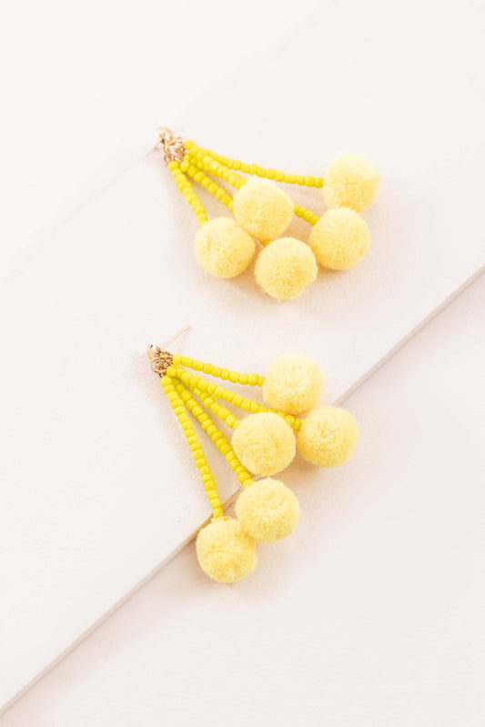 Cha Cha Pom Earrings | Yellow