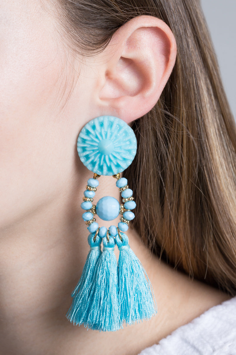 Zoya Tassel Earrings | Light Blue