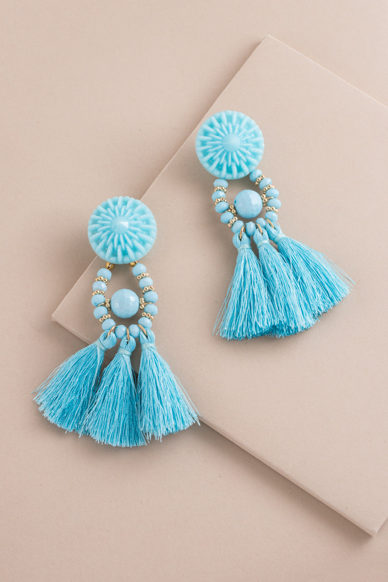 Zoya Tassel Earrings | Light Blue
