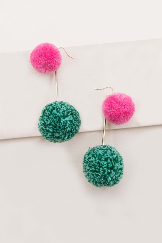 Pom Diggity Earrings | Pink Green