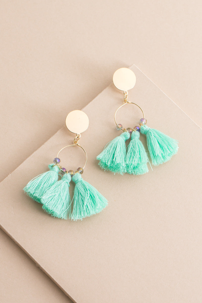 Flirty Tassel Earrings | Mint Green