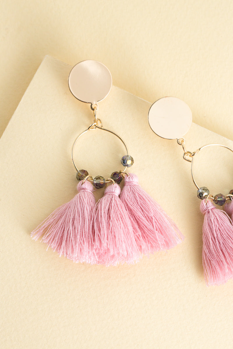 Flirty Tassel Earrings | Pink