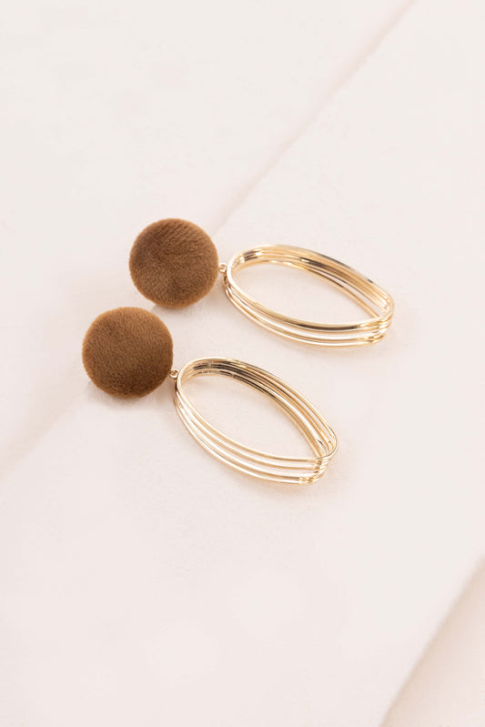 Pursuit Button Earrings | Tan