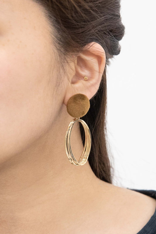 Pursuit Button Earrings | Tan