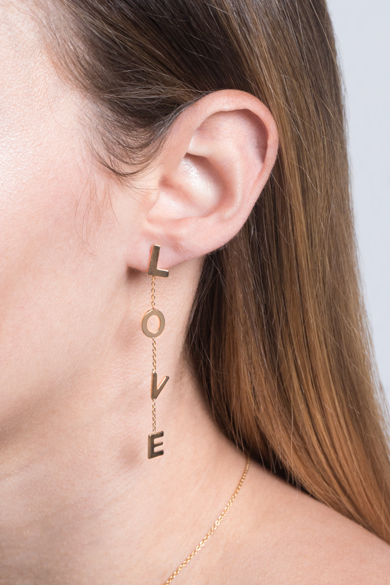 Love Dangle Earrings | Gold