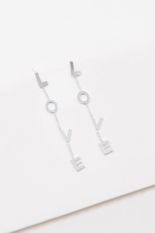 Love Dangle Earrings | Silver