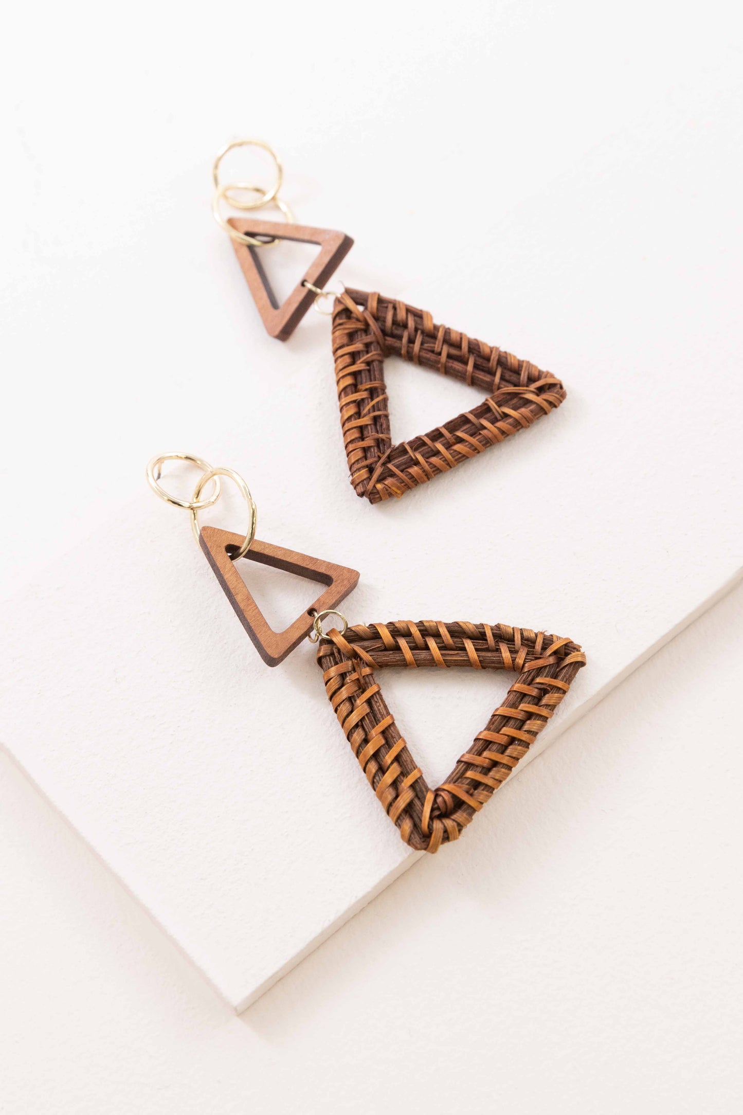 Terrene Wicker Drop Earrings | Triangle