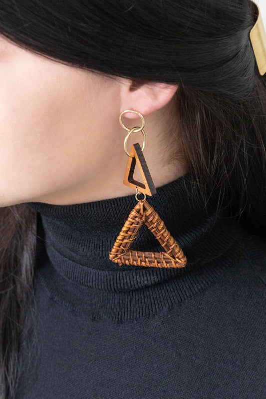 Terrene Wicker Drop Earrings | Triangle