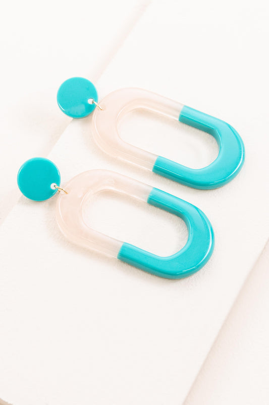 Aoa Resin Hoop Post Earrings | Teal