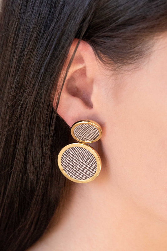 Going Places Circle Drop Earrings | Herringbone (14K)