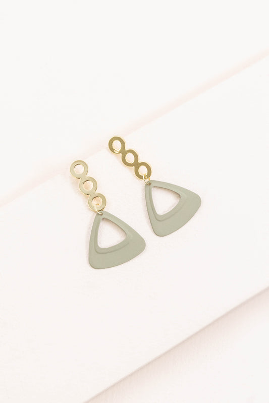 Contempo Triangle Drop Earrings | Sage  (14K)