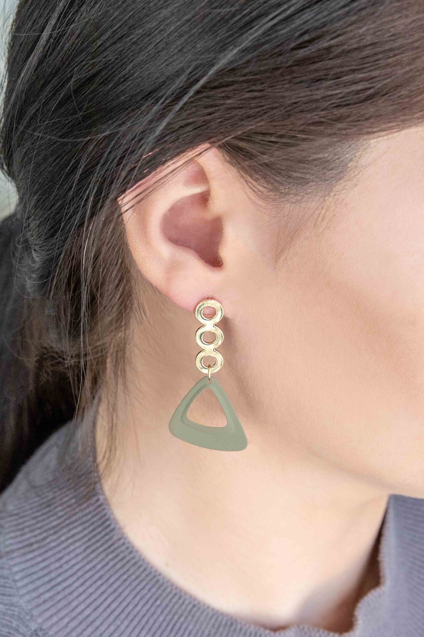 Contempo Triangle Drop Earrings | Sage  (14K)