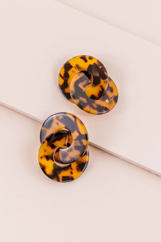 Chic Double Circle Drop Earrings | Tortoise