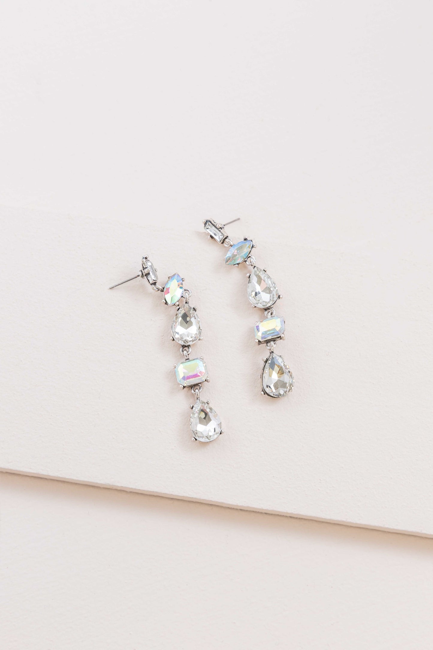 Iridescent Flare Dangle Earrings | Crystal Clear