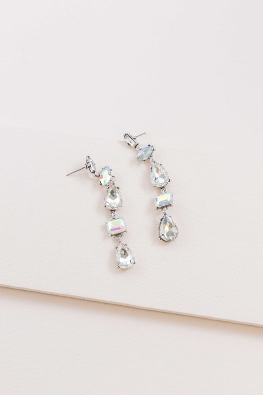 Iridescent Flare Dangle Earrings | Crystal Clear