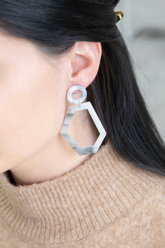 Chic Marble Dangle Earrings