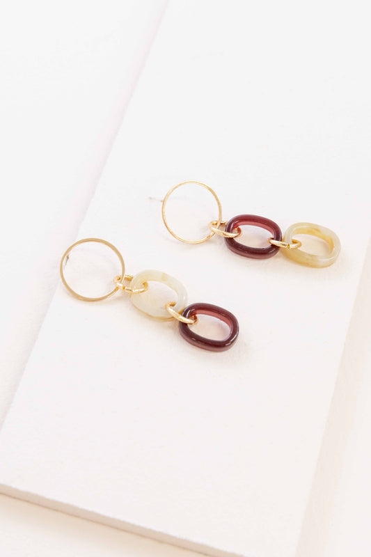 Lets Link Up Dangle Earrings (14K) | Maroon