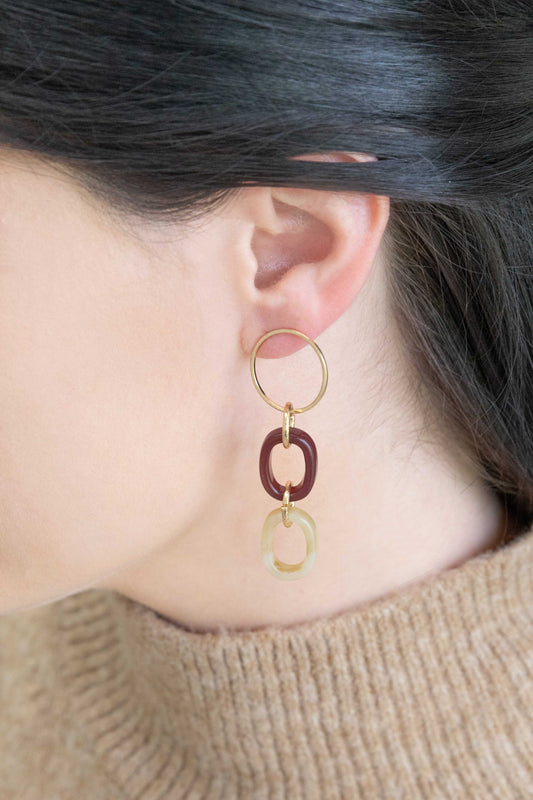 Lets Link Up Dangle Earrings (14K) | Maroon