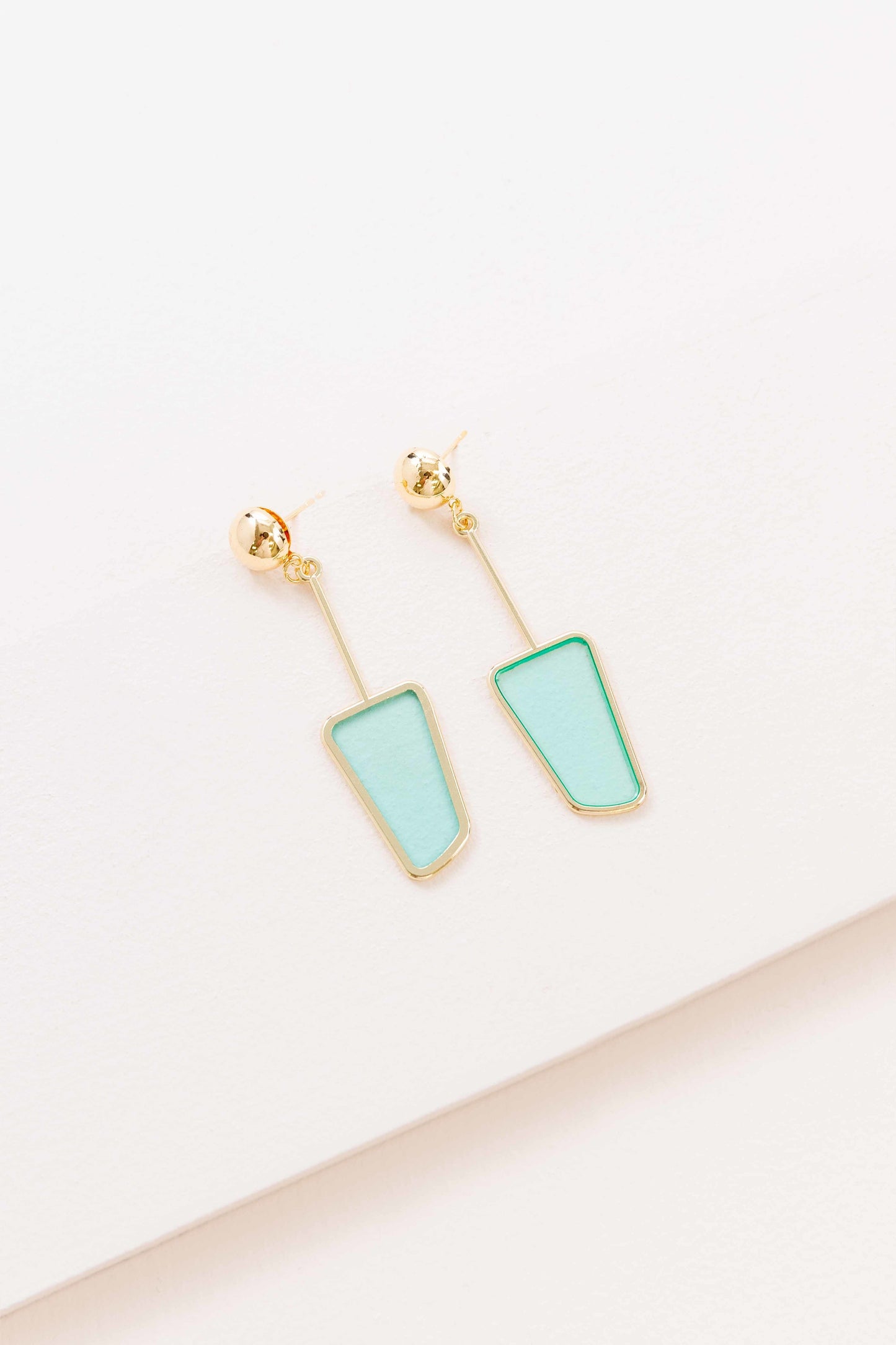 Stained Glass Dangle Earrings (14K) | Turquoise