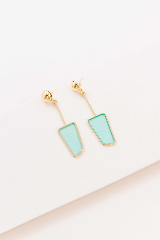 Stained Glass Dangle Earrings (14K) | Turquoise