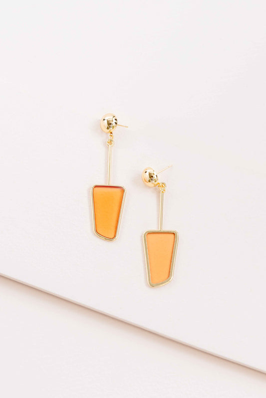 Stained Glass Dangle Earrings (14K) | Amber