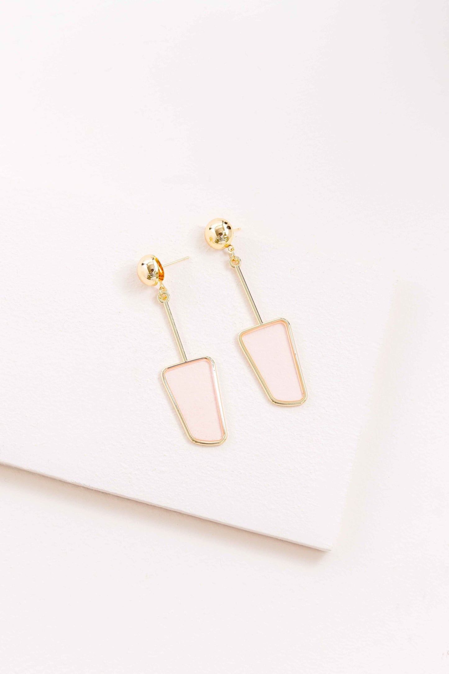 Stained Glass Dangle Earrings (14K) | Pale Pink