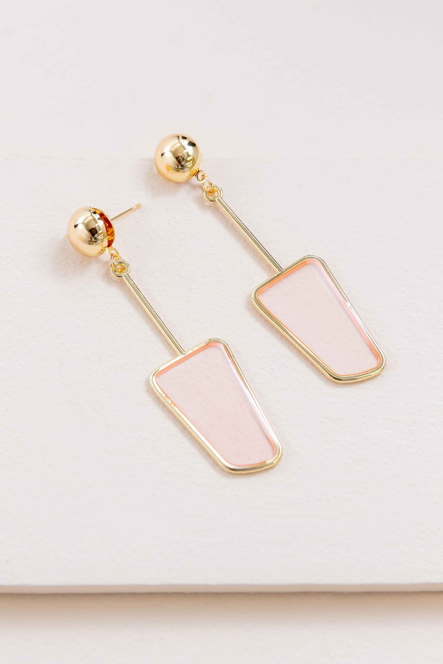 Stained Glass Dangle Earrings (14K) | Pale Pink