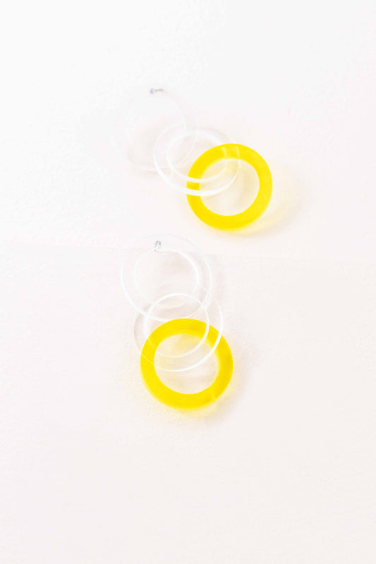 Color Pop Clear Earrings | Neon Yellow