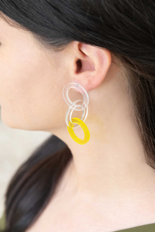 Color Pop Clear Earrings | Neon Yellow