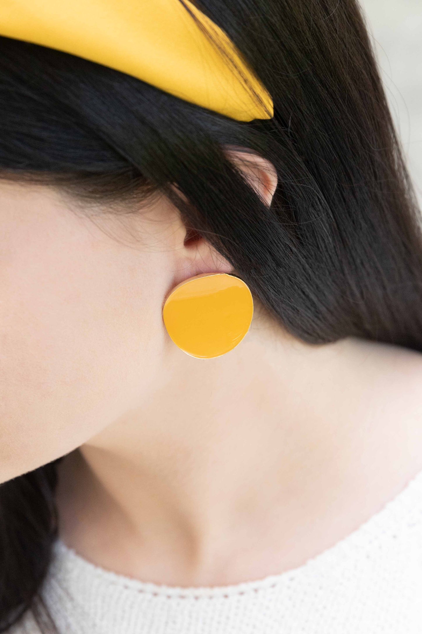 On a Curve Stud Earrings (14K) | Mustard