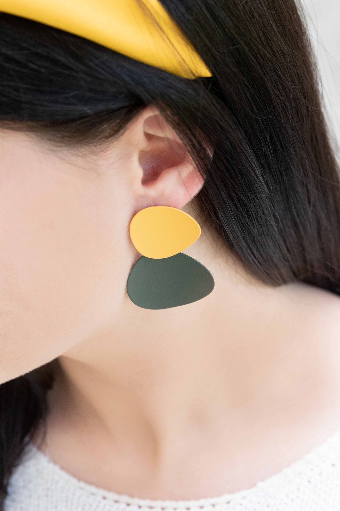 Mod Two Tone Dangle Earrings