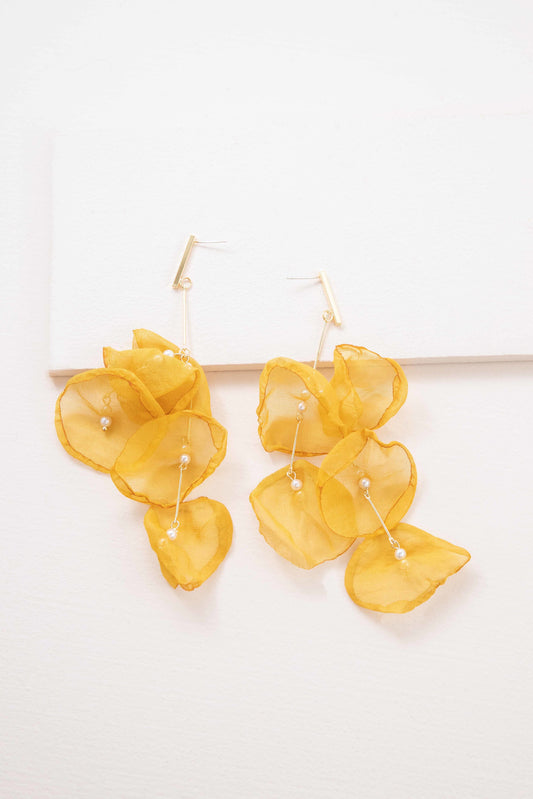 Falling Petals Dangle Earrings (14K) | Mustard