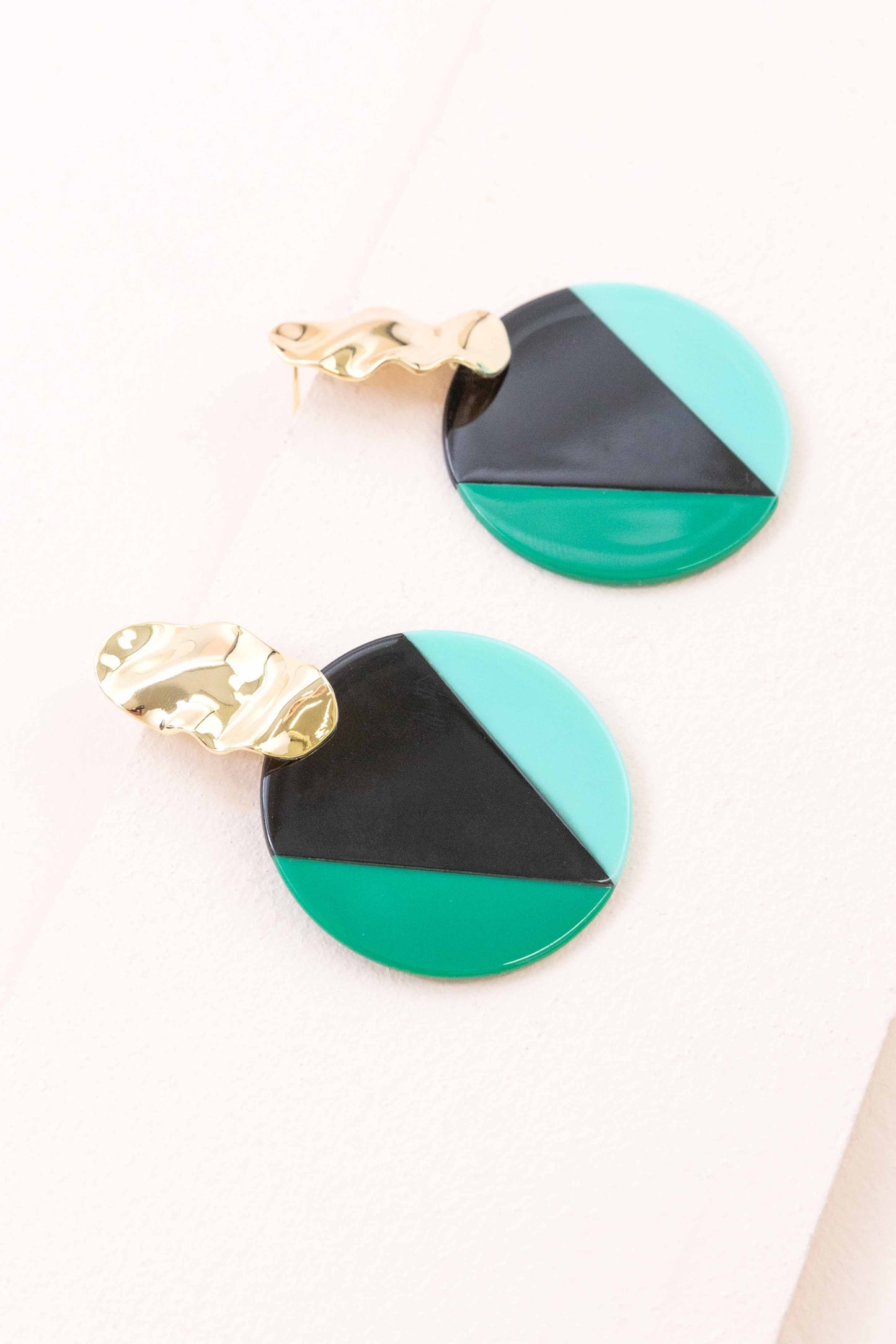 Color Block Drop Earrings | Arctic Green
