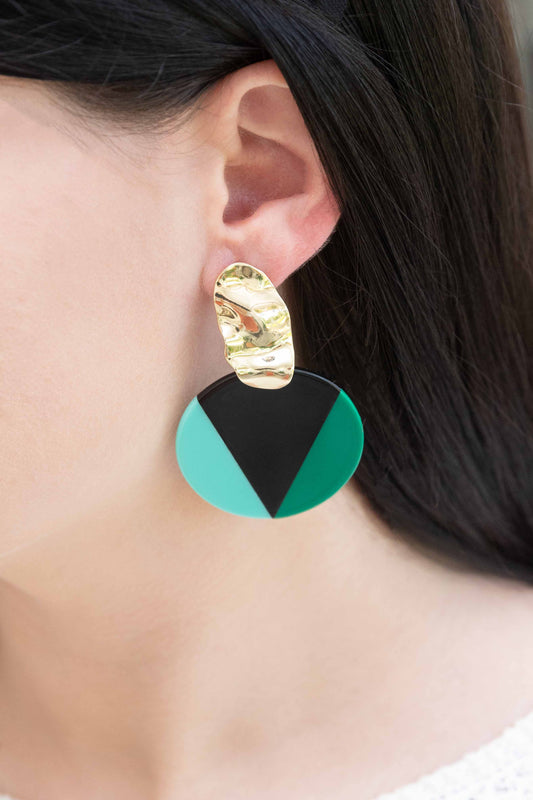 Color Block Drop Earrings | Arctic Green