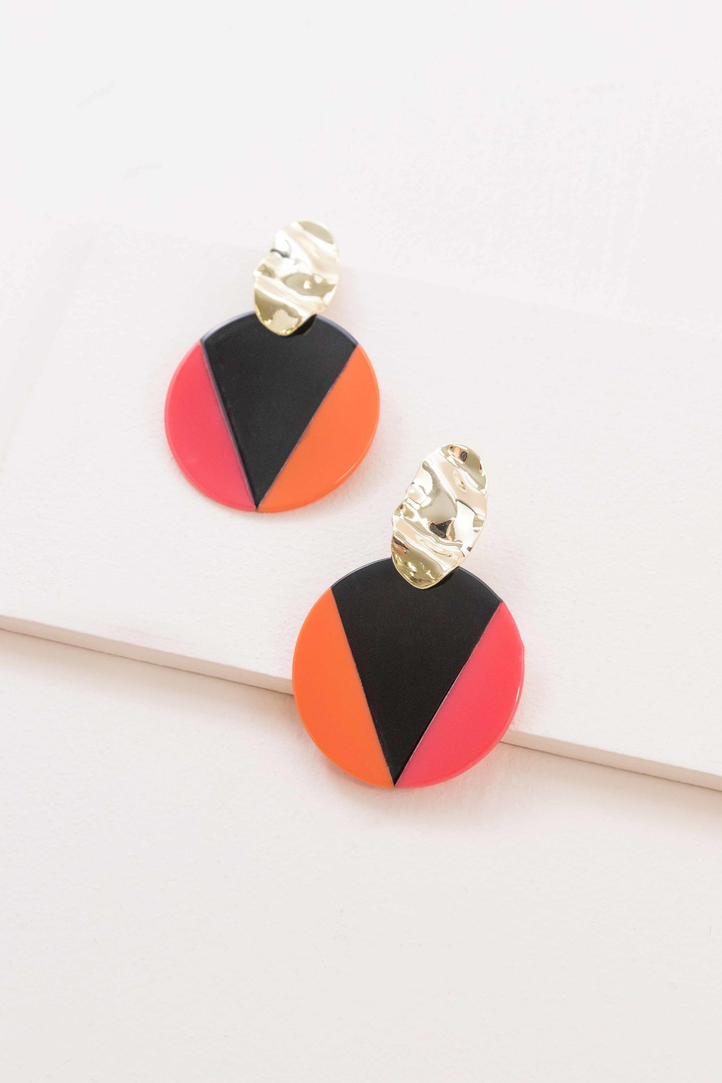 Color Block Drop Earrings | Orange Rose